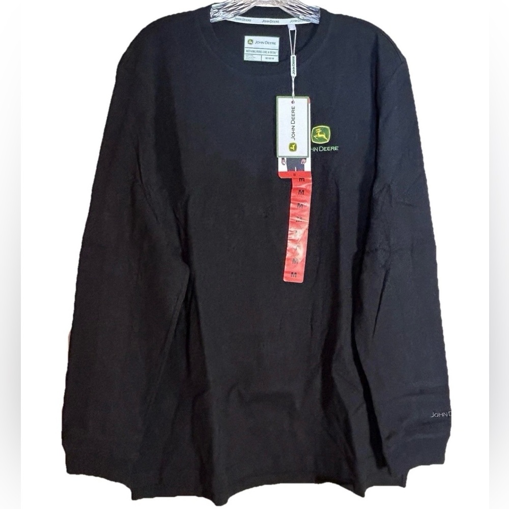 John Deere Men's Long Sleeve Heavyweight Black Cotton T-Shirt, Size Medium, NWT